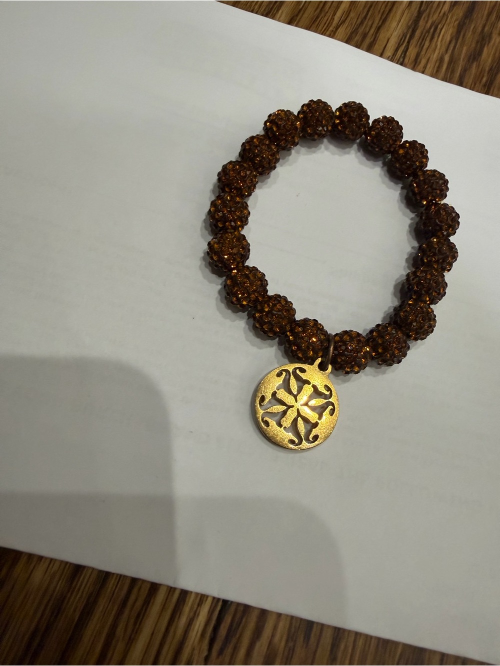 Rustic Cuff set (6) Beaded Bracelet with Gold/Silver Disc Charm